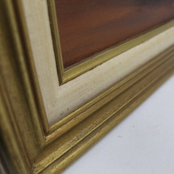 Mid-Century Native American Inspired Basket & Pottery Oil Painting Canvas Signed - Picture 7 of 8